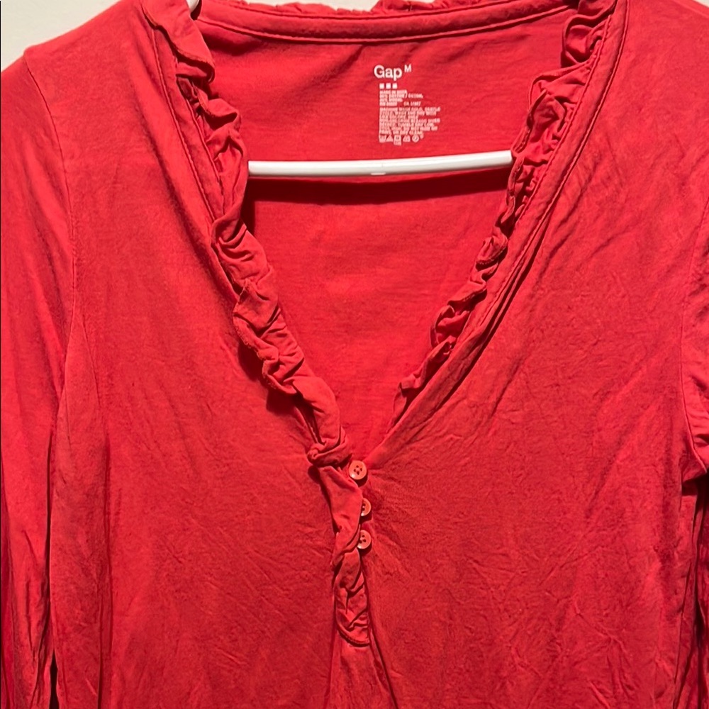 Cato Women's Red Ruffle Top - Picture 2 of 4